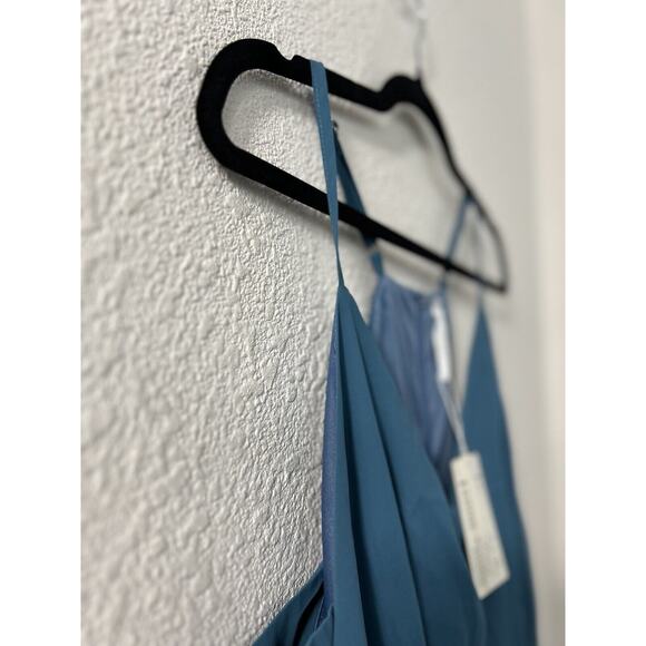 Foteisy Women's Romper Shorts Size‎ L Ruffle Front Adjustable Strap Teal Lined - Picture 2 of 16